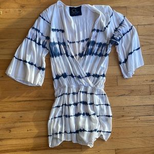 Blue Life tie dye romper / swimsuit coverup